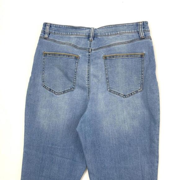 INC High Rise Flare Chain Pocket Detail Women's size 14 Medium Blue Denim Jeans - Picture 4 of 4